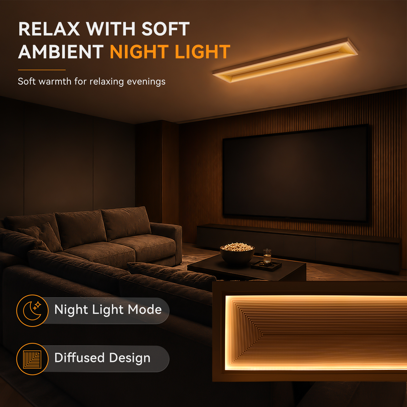 1x4 LED Surface Mount Panel Light with Night Light