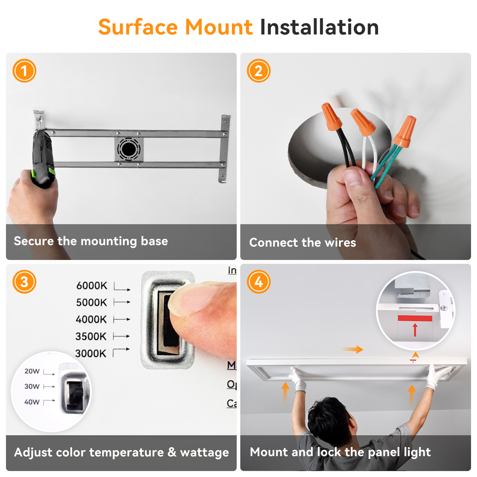 1x4 LED Surface Mount Panel Light with Night Light
