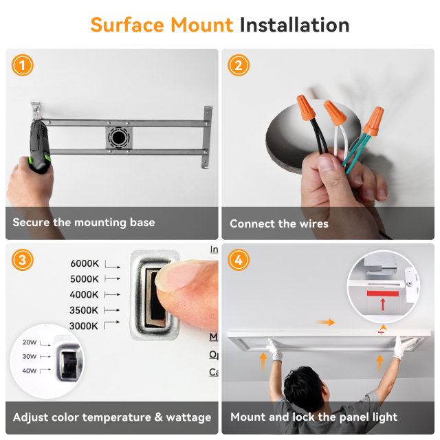 1x4 LED Surface Mount Panel Light with Night Light