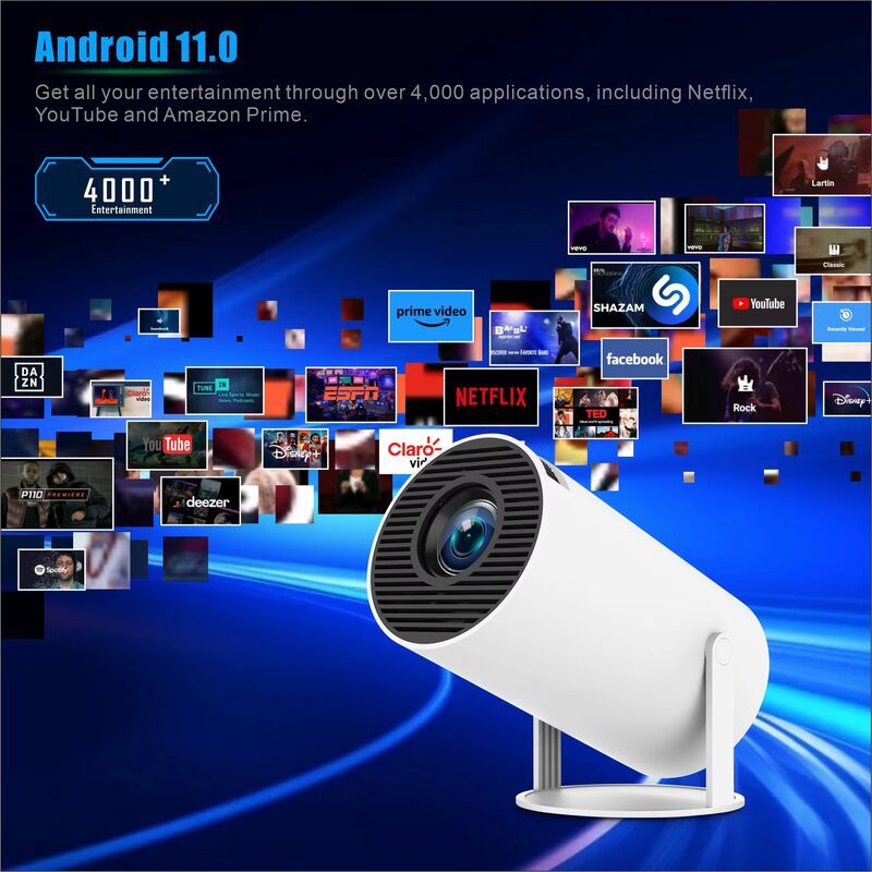 Портативный смарт-проектор HY300 Pro на Android 11 с поддержкой 4K-видео, Bluetooth и Full HD, короткофокусный, по заводской цене. Shenzhen Weihong Technology Co., Ltd.