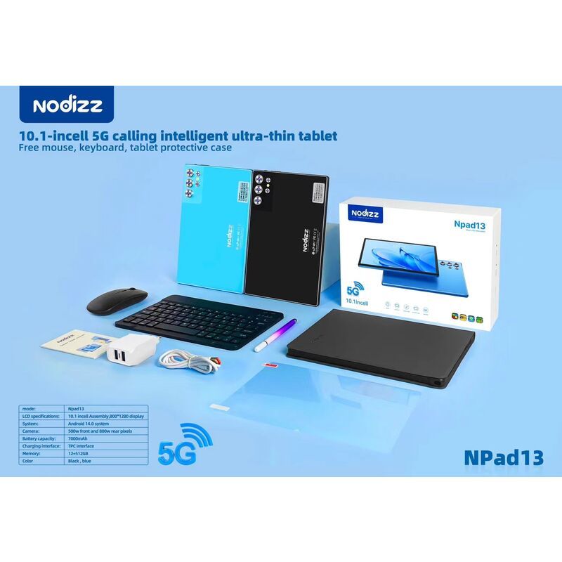 جهاز NPad13 اللوحي، يدعم تقنية الجيل الخامس، شاشة عالية الوضوح، يدعم جميع الشبكات، جهاز لوحي متعدد الوظائف يدعم شريحة SIM، شركة Shenzhen Weihong Technology Co., Ltd.
