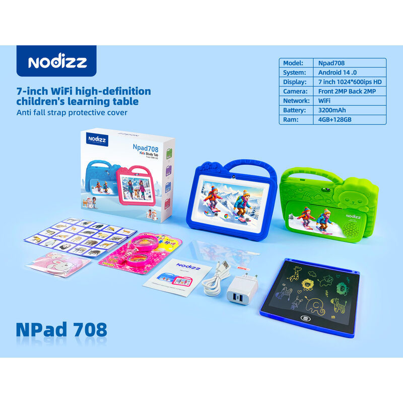 جهاز Npad708 اللوحي الجديد للأطفال، بنمط رسوم متحركة، بشاشة 7 بوصات، يعمل بنظام أندرويد، مناسب للتعلم والألعاب، هدية مثالية للأطفال. من إنتاج شركة Shenzhen Weihong Technology Co., Ltd.