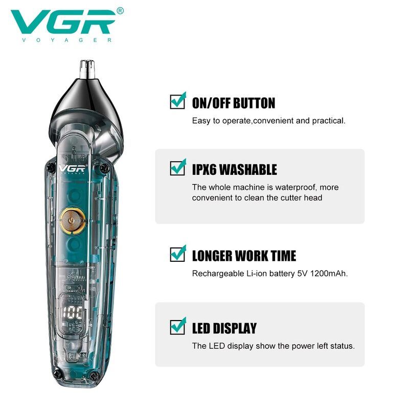 ماكينة قص الشعر الاحترافية VGR V949، قابلة لإعادة الشحن، لاسلكية، مقاومة للماء بمعيار IPX6، من شركة Shenzhen Weihong Technology Co., Ltd.