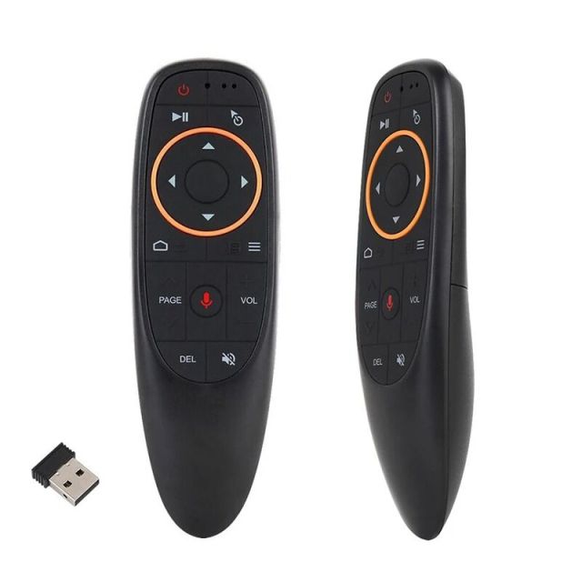 جهاز تحكم عن بعد لاسلكي G10S Air Mouse مزود بخاصية التحكم الصوتي، يعمل بتردد 2.4 جيجاهرتز، مزود بجيروسكوب وخاصية التعلم بالأشعة تحت الحمراء، متوافق مع أجهزة H96 MAX وX88 PRO وX96 MAX وAndroid TV Box HK1، من إنتاج شركة Shenzhen Weihong Technology Co., Ltd.