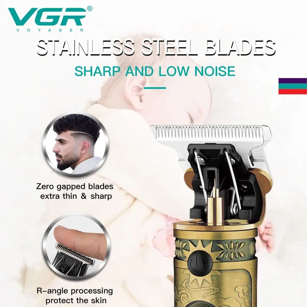 ماكينة حلاقة الشعر VGR V085 الاحترافية القابلة لإعادة الشحن للعناية الشخصية، بتصميم كلاسيكي، مزودة بمقص نقش USB، وأداة تشذيب T9، وخاصية تقليل طول الشعر، من إنتاج شركة Shenzhen Weihong Technology Co., Ltd.