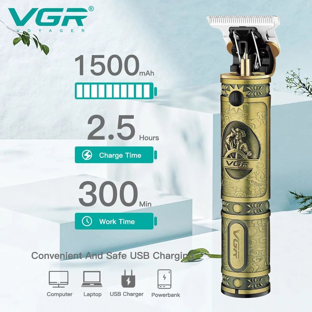 ماكينة حلاقة الشعر VGR V085 الاحترافية القابلة لإعادة الشحن للعناية الشخصية، بتصميم كلاسيكي، مزودة بمقص نقش USB، وأداة تشذيب T9، وخاصية تقليل طول الشعر، من إنتاج شركة Shenzhen Weihong Technology Co., Ltd.