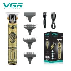 ماكينة حلاقة الشعر VGR V085 الاحترافية القابلة لإعادة الشحن للعناية الشخصية، بتصميم كلاسيكي، مزودة بمقص نقش USB، وأداة تشذيب T9، وخاصية تقليل طول الشعر، من إنتاج شركة Shenzhen Weihong Technology Co., Ltd.