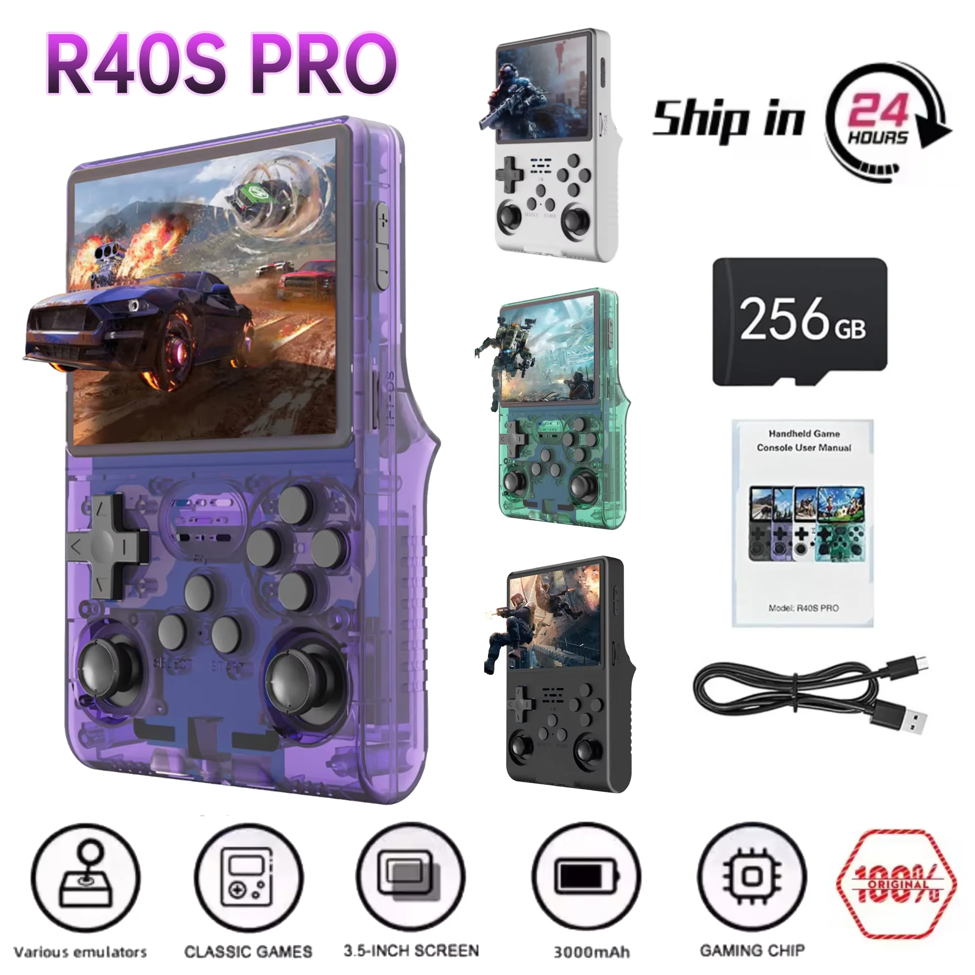 R40S Pro Game Console Linux System 3.5 Inch IPS Screen Portable Pocket Video Player 30000+ Games Retro Handheld Game,Shenzhen Weihong Technology Co., Ltd.,R40S Pro Game Console Linux System 3.5 Inch IPS Screen Portable Pocket Video Player 30000+ Games Retro Handheld Game
