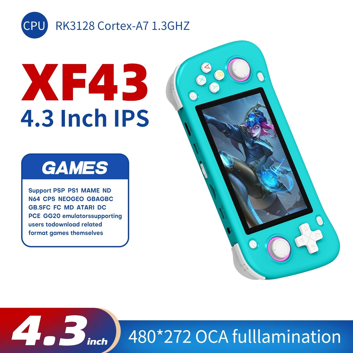 XF43 Ретро портативная игровая консоль с открытым исходным кодом, 4,3-дюймовым IPS-экраном, операционной системой Linux, чипом RK3128, портативный карманный видеоплеер, Shenzhen Weihong Technology Co., Ltd., XF43 Ретро портативная игровая консоль с открытым исходным кодом, 4,3-дюймовым IPS-экраном, операционной системой Linux, чипом RK3128, портативный карманный видеоплеер
