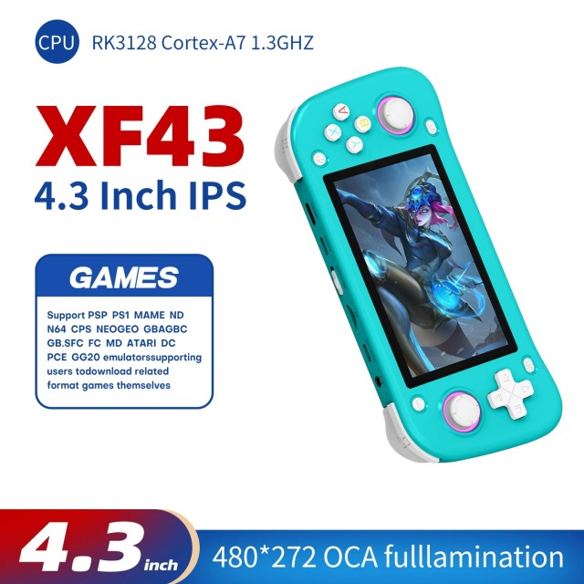 XF43 Ретро портативная игровая консоль с открытым исходным кодом, 4,3-дюймовым IPS-экраном, операционной системой Linux, чипом RK3128, портативный карманный видеоплеер, Shenzhen Weihong Technology Co., Ltd., XF43 Ретро портативная игровая консоль с открытым исходным кодом, 4,3-дюймовым IPS-экраном, операционной системой Linux, чипом RK3128, портативный карманный видеоплеер