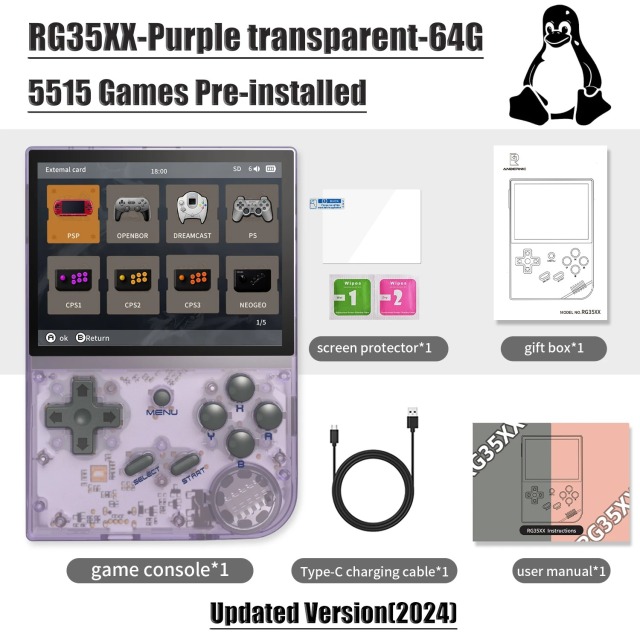Портативная игровая консоль RG35XX с 3,5-дюймовым IPS-экраном, операционной системой Linux и процессором H700, Shenzhen Weihong Technology Co., Ltd., Портативная игровая консоль RG35XX с 3,5-дюймовым IPS-экраном, операционной системой Linux и процессором H700.
