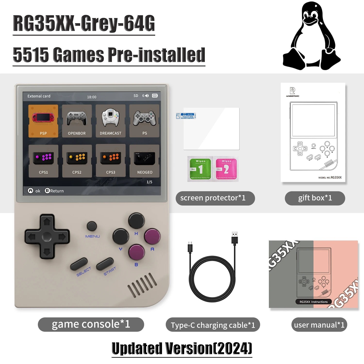 Портативная игровая консоль RG35XX с 3,5-дюймовым IPS-экраном, операционной системой Linux и процессором H700, Shenzhen Weihong Technology Co., Ltd., Портативная игровая консоль RG35XX с 3,5-дюймовым IPS-экраном, операционной системой Linux и процессором H700.