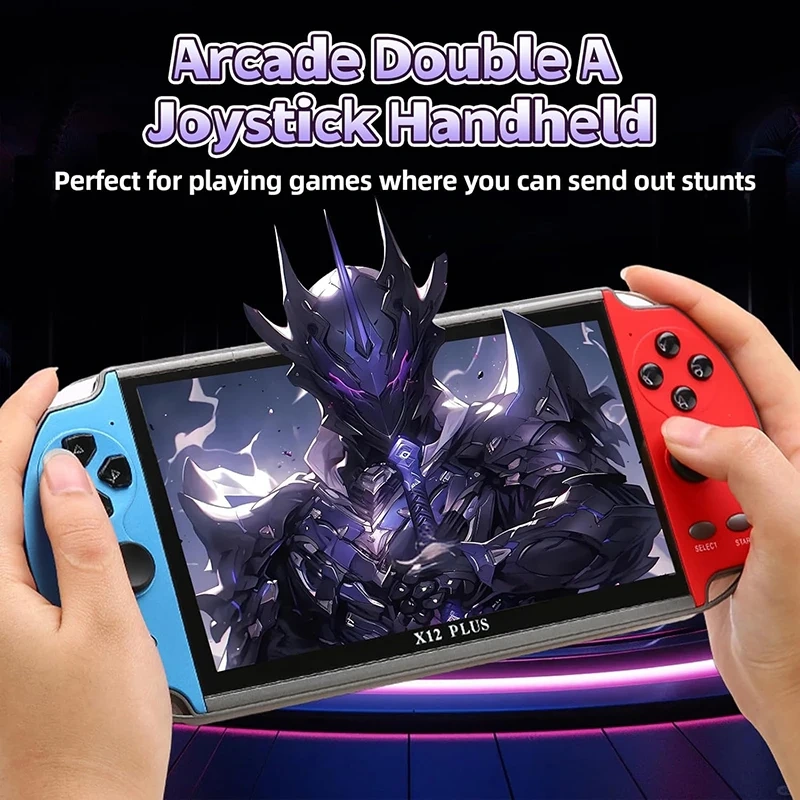 Консоль для видеоигр X12 Plus Retro, 10 000 игр, 7,1-дюймовый HD-экран, классический видеоматричный проигрыватель, поддержка выхода на телевизор, подарок для детей и взрослых