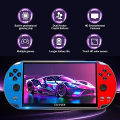 Консоль для видеоигр X12 Plus Retro, 10 000 игр, 7,1-дюймовый HD-экран, классический видеоматричный проигрыватель, поддержка выхода на телевизор, подарок для детей и взрослых
