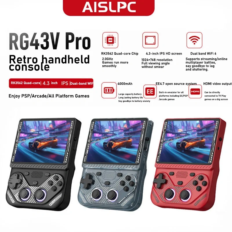 RG43V Pro Handheld Game Console 4.3 Inch IPS Screen EE4.7 Open Source System WIFI Online Battle Portable Retro Game Console,Shenzhen Weihong Technology Co., Ltd.,RG43V Pro Handheld Game Console 4.3 Inch IPS Screen EE4.7 Open Source System WIFI Online Battle Portable Retro Game Console