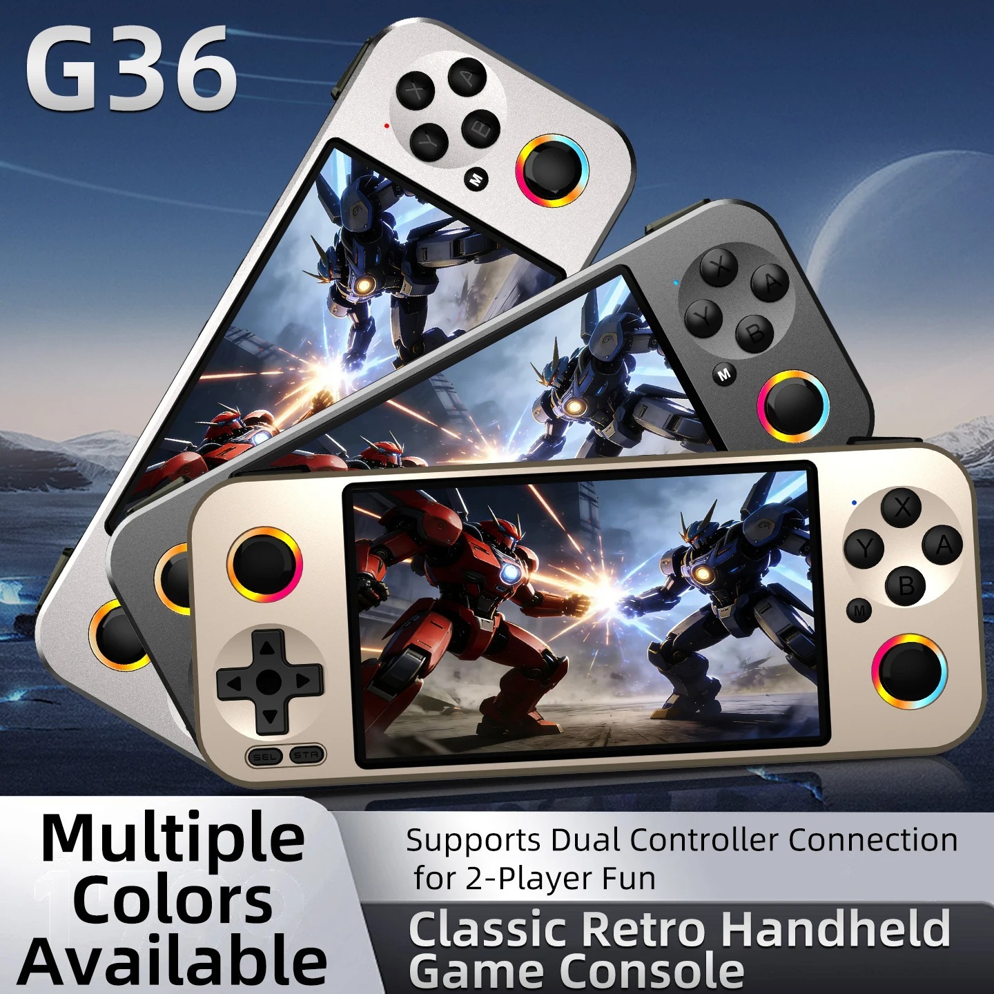 G36 landscape-style open-source handheld game console with dual joysticks, new double-player retro arcade handheld game console,Shenzhen Weihong Technology Co., Ltd.,G36 landscape-style open-source handheld game console