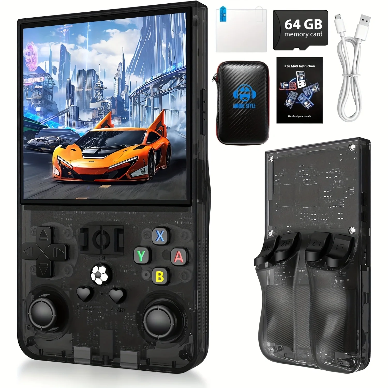 R36Max Handheld Game Console — Available in 5 Colors — Mini Handheld Console with 4.0-inch IPS Screen and USB Charging,Shenzhen Weihong Technology Co., Ltd.,R36Max Handheld Game Console — Available in 5 Colors — Mini Handheld Console with 4.0-inch IPS Screen and USB Charging