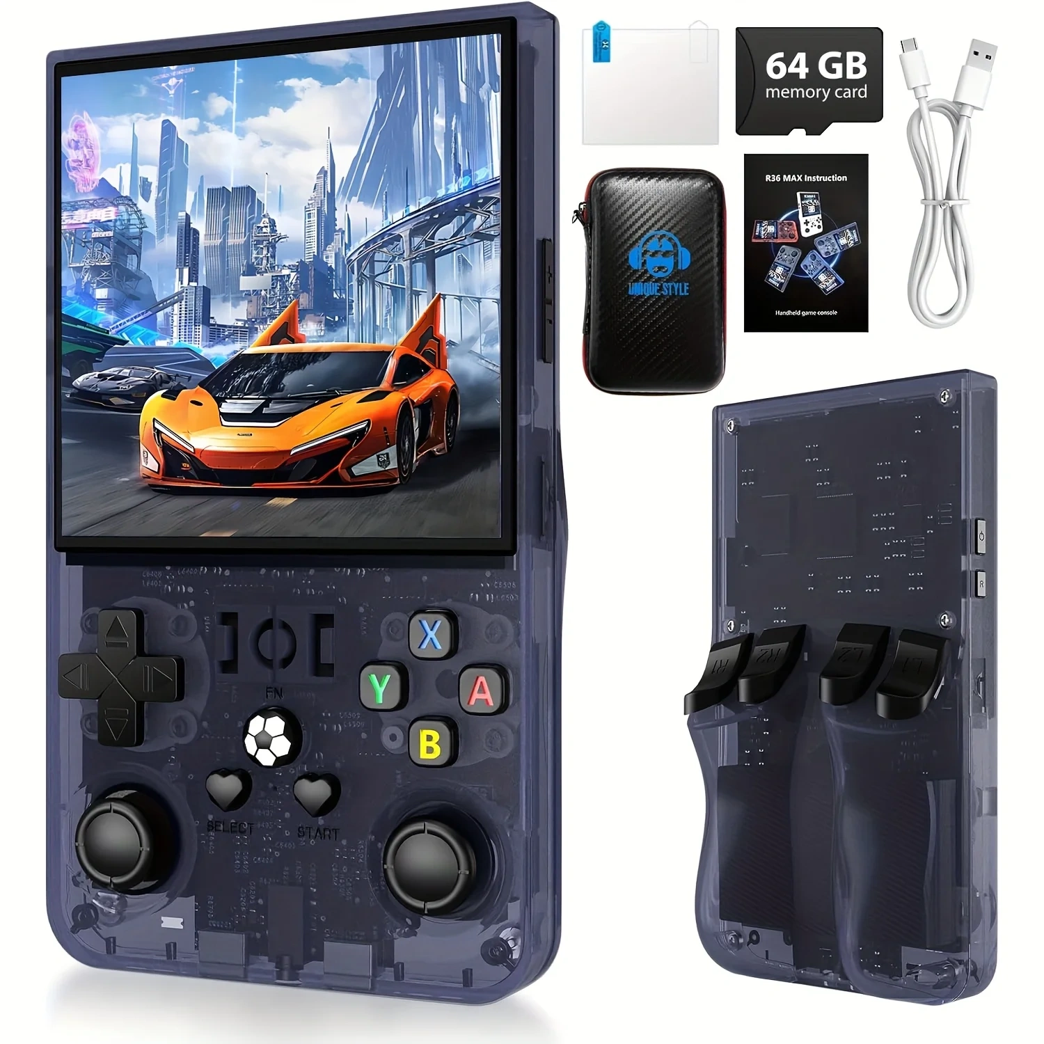R36Max Handheld Game Console — Available in 5 Colors — Mini Handheld Console with 4.0-inch IPS Screen and USB Charging,Shenzhen Weihong Technology Co., Ltd.,R36Max Handheld Game Console — Available in 5 Colors — Mini Handheld Console with 4.0-inch IPS Screen and USB Charging