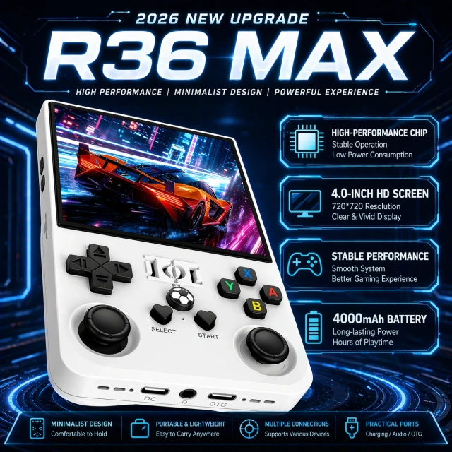 R36Max Handheld Game Console — Available in 5 Colors — Mini Handheld Console with 4.0-inch IPS Screen and USB Charging,Shenzhen Weihong Technology Co., Ltd.,R36Max Handheld Game Console — Available in 5 Colors — Mini Handheld Console with 4.0-inch IPS Screen and USB Charging
