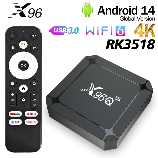 X96Q RK3518 Android 14 TV BOX 4K USB3.0 4K WIFI6 Youtube Netflix Streaming Media Player,Shenzhen Weihong Technology Co., Ltd.,Original X96Q RK3518 Android 14 TV BOX