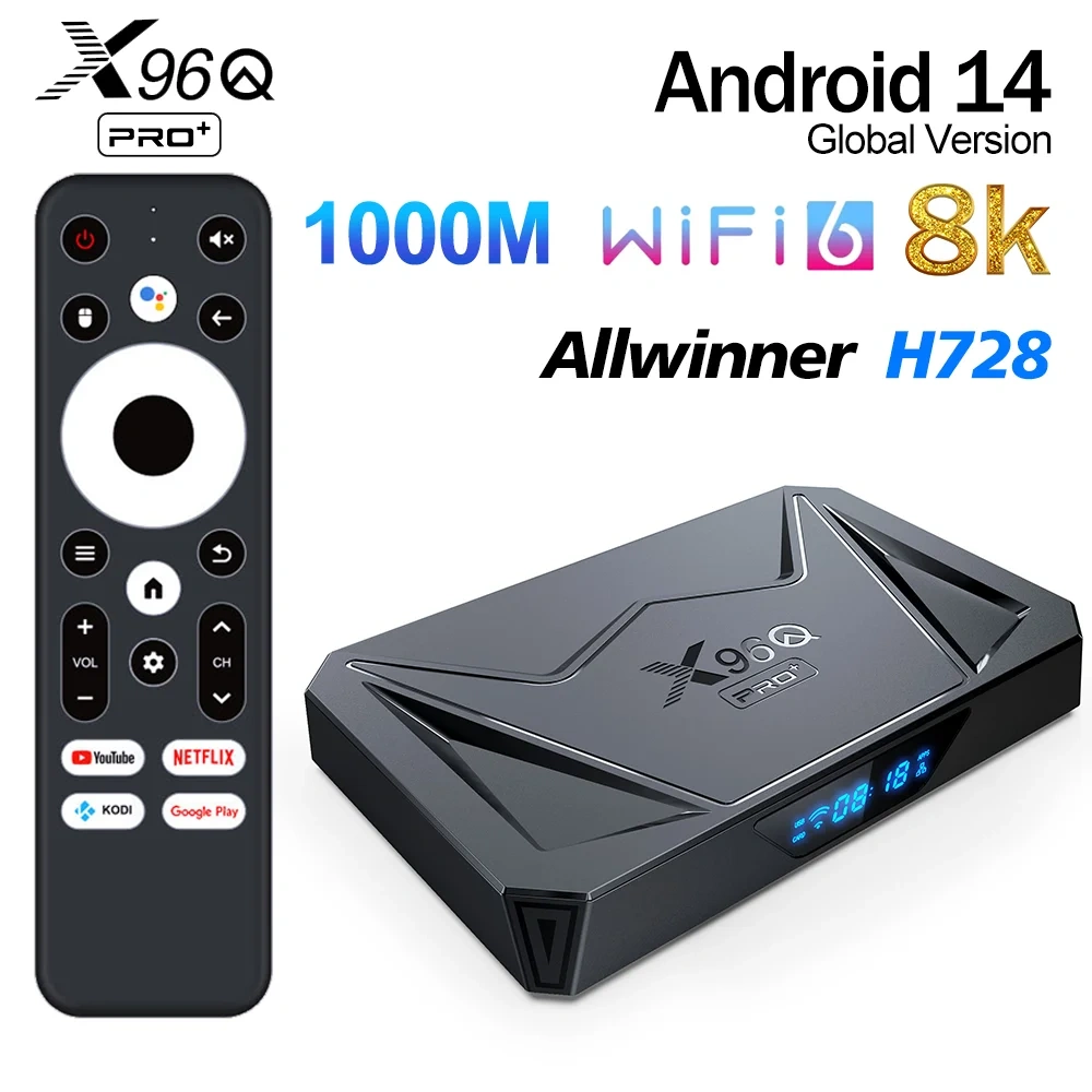 X96Q PRO+ Android 14 Smart TV Box Allwinner H728 Quad Core 8K HD 1000M Wifi6 X96QPRO Plus Set Top Box 4GB 32GB,Shenzhen Weihong Technology Co., Ltd.,X96Q PRO+ Android 14 Smart TV Box