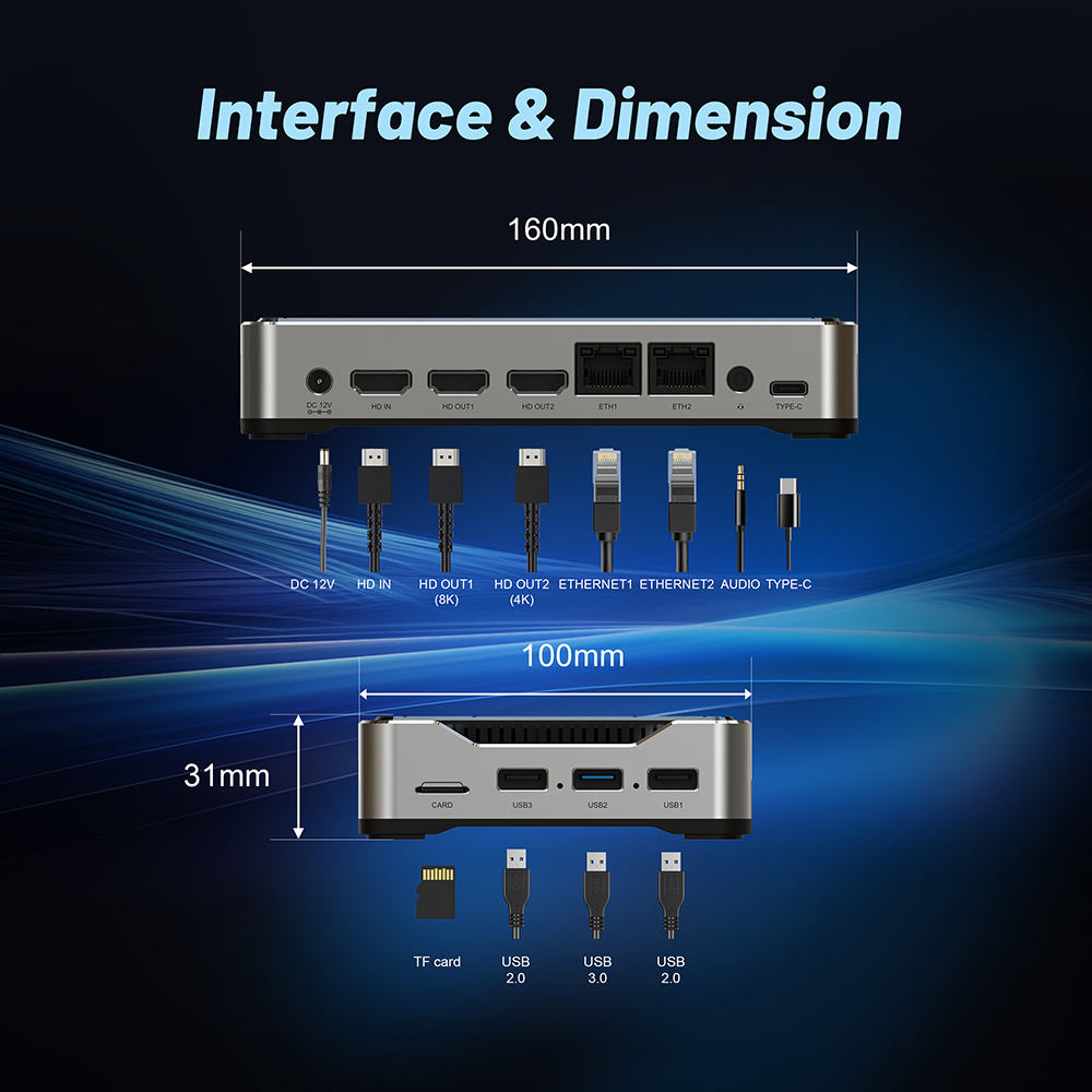 Boîtier TV Android 12 RK3588 avec entrée HD, double LAN, processeur Rockchip 8 cœurs, 4K, 8 Go de RAM, Shenzhen Weihong Technology Co., Ltd.