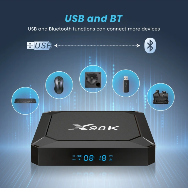 Boîtier TV intelligent X98K Android 13 RK3528, compatible 2G/16G, 2,4G/5G, Wi-Fi double bande, Bluetooth 5.0, 4 Go/32 Go, Wi-Fi 6, lecteur multimédia, Shenzhen Weihong Technology Co., Ltd.