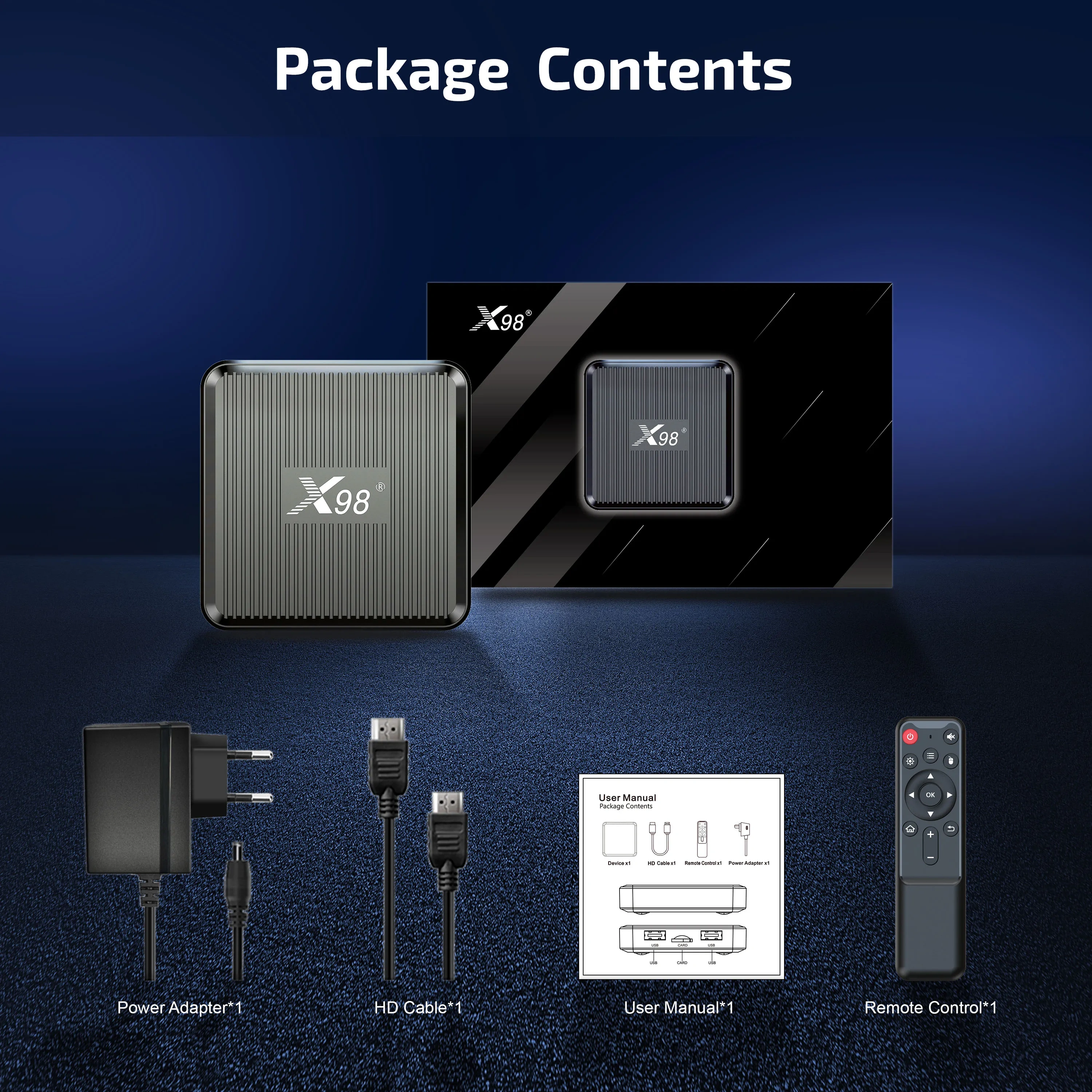 Boîtier TV X98Q Android 11 Amlogic S905W2 2 Go 16 Go / 1 Go 8 Go AV1 3D Wi-Fi 2,4 GHz 5 GHz 4K HDR Lecteur multimédia intelligent pour la maison, Shenzhen Weihong Technology Co., Ltd.