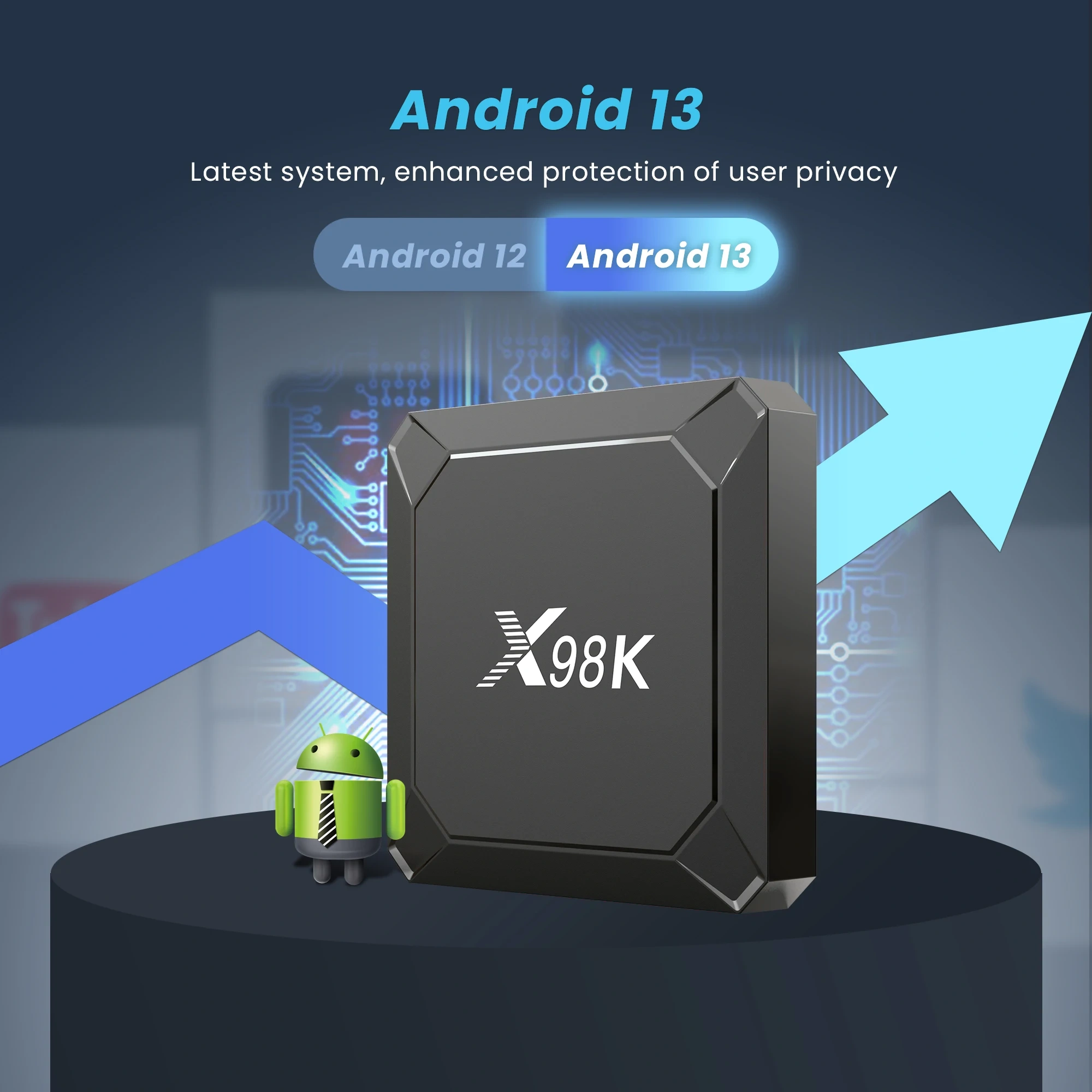 Boîtier TV intelligent X98K Android 13 RK3528, compatible 2G/16G, 2,4G/5G, Wi-Fi double bande, Bluetooth 5.0, 4 Go/32 Go, Wi-Fi 6, lecteur multimédia, Shenzhen Weihong Technology Co., Ltd.