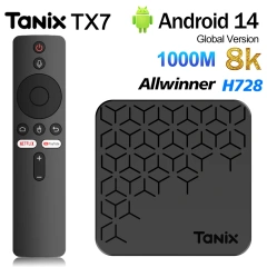 Boîtier TV intelligent Tanix TX7 Android 14, processeur Allwinner H728, 8K HD, Wi-Fi 6, 4G, 32/64 Go, lecteur multimédia, 2 Go ou 16 Go de RAM, HDR10+, Shenzhen Weihong Technology Co., Ltd.