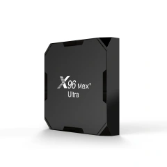 Boîtier TV X96Max Plus Ultra sous Android 11 avec processeur Amlogic S905X4 (4 Go/32 Go ou 4 Go/64 Go), compatible AV1 et 8K, Wi-Fi et Bluetooth. Shenzhen Weihong Technology Co., Ltd.