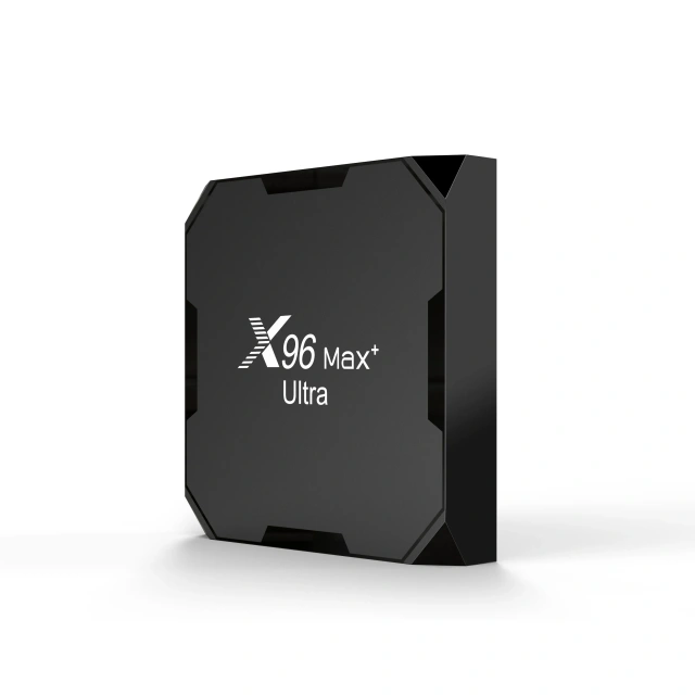 Boîtier TV X96Max Plus Ultra sous Android 11 avec processeur Amlogic S905X4 (4 Go/32 Go ou 4 Go/64 Go), compatible AV1 et 8K, Wi-Fi et Bluetooth. Shenzhen Weihong Technology Co., Ltd.