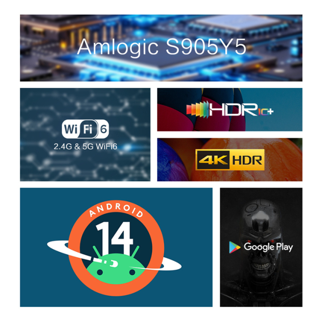 Tanix TX5 Android 14 TV Box 14.0 HD 4K Decoder Smart TVbox Amlogic S905Y5 Quad Core WiFi 4G RAM 64G ROM Reproductor multimedia Set-Top Box, Shenzhen Weihong Technology Co., Ltd., Tanix TX5 Android 14 TV Box 14.0 HD 4K Decoder Smart TVbox