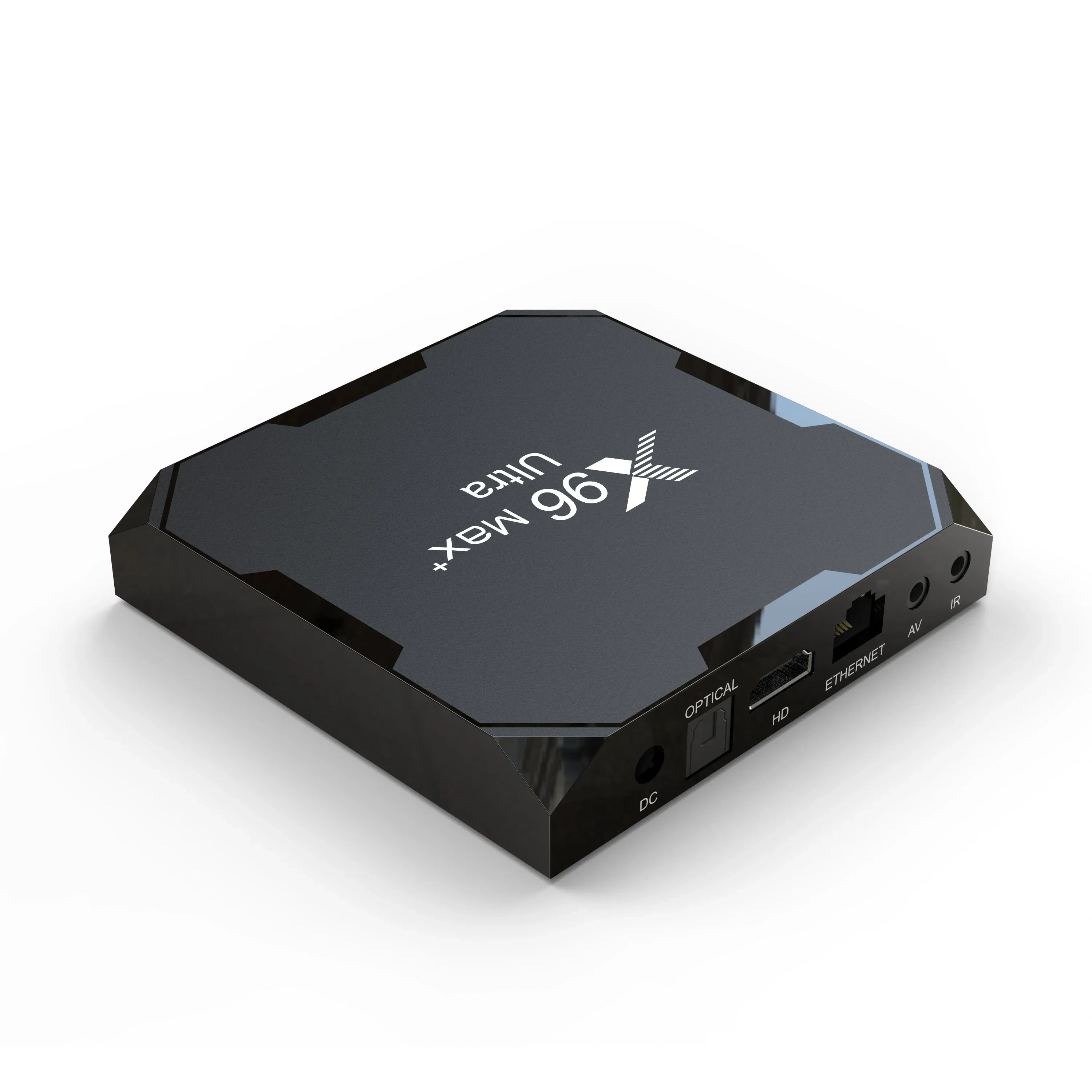 Boîtier TV X96Max Plus Ultra sous Android 11 avec processeur Amlogic S905X4 (4 Go/32 Go ou 4 Go/64 Go), compatible AV1 et 8K, Wi-Fi et Bluetooth. Shenzhen Weihong Technology Co., Ltd.