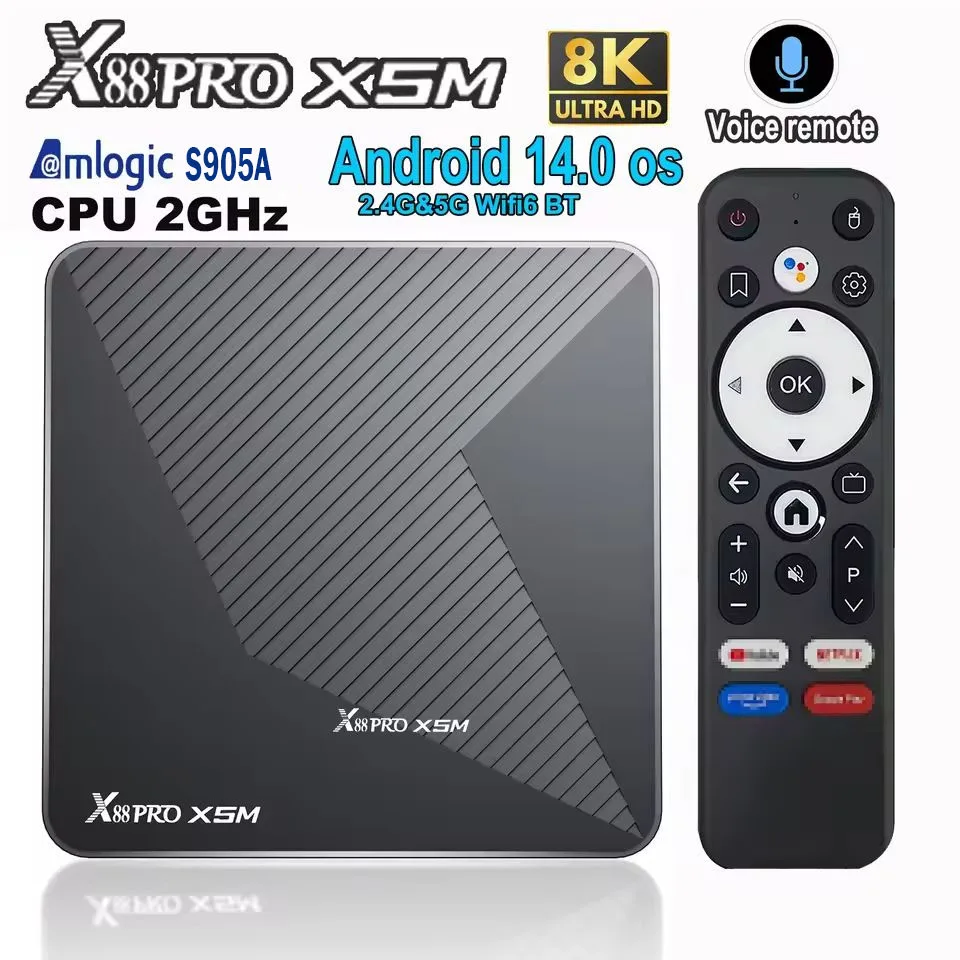 X88 PRO X5M TV BOX 2.4G /5G dual-band Wifi Mali-G310 Android 14.0 4K Dc 5V/2A Voice Mediaplayer Set top box,Shenzhen Weihong Technology Co., Ltd.,X88 PRO X5M TV BOX Set top box