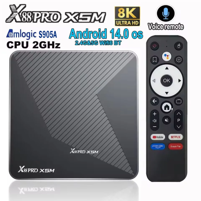 X88 PRO X5M TV BOX 2.4G /5G dual-band Wifi Mali-G310 Android 14.0 4K Dc 5V/2A Voice Mediaplayer Set top box,Shenzhen Weihong Technology Co., Ltd.,X88 PRO X5M TV BOX Set top box