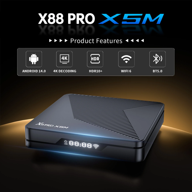 X88 PRO X5M TV BOX 2.4G /5G dual-band Wifi Mali-G310 Android 14.0 4K Dc 5V/2A Voice Mediaplayer Set top box,Shenzhen Weihong Technology Co., Ltd.,X88 PRO X5M TV BOX Set top box
