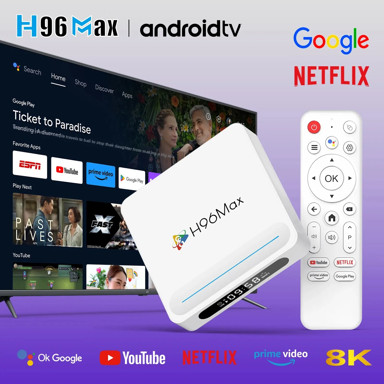 Boîtier TV H96Max H618 Plus 8K Android 14 Quad Core WiFi 2,4/5 GHz, Shenzhen Weihong Technology Co., Ltd.