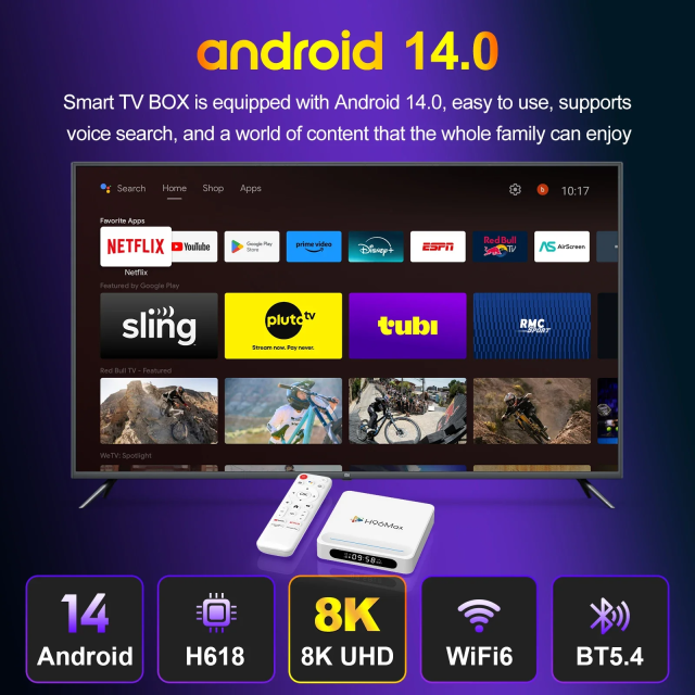 Boîtier TV H96Max H618 Plus 8K Android 14 Quad Core WiFi 2,4/5 GHz, Shenzhen Weihong Technology Co., Ltd.