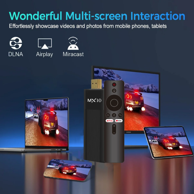 Clé TV MX10-F3 Mini Home TV Stick H313 Quad Core, compatible Wi-Fi double bande 2,4/5 GHz, 2 Go de RAM, 16 Go de ROM, Shenzhen Weihong Technology Co., Ltd., Clé TV MX10-F3 Mini Home
