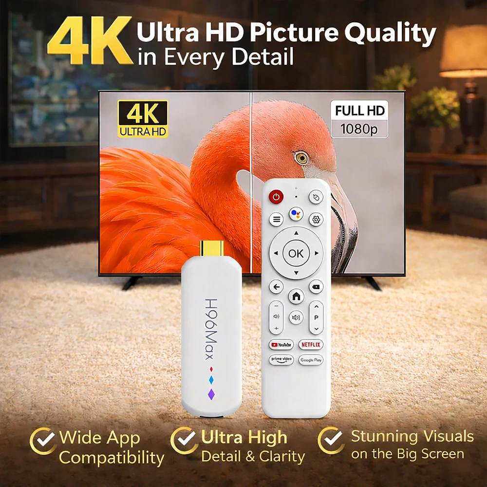 Clé TV connectée H96 Max M20 Quad-Core avec lecteur multimédia, assistant vocal et prise en charge du streaming 4K (2 Go ou 16 Go de RAM), Shenzhen Weihong Technology Co., Ltd.