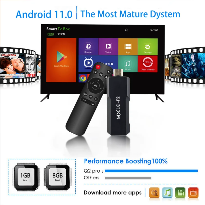 Clé TV MX10 F2 Allwinner RK3228ATV avec processeur graphique ARM Mali-400 MP2, Wi-Fi 2,4 GHz/5 GHz et Bluetooth 4.0, Shenzhen Weihong Technology Co., Ltd., Clé TV MX10 F2 Allwinner RK3228ATV avec processeur graphique ARM Mali-400 MP2, Wi-Fi 2,4 GHz/5 GHz et Bluetooth 4.0
