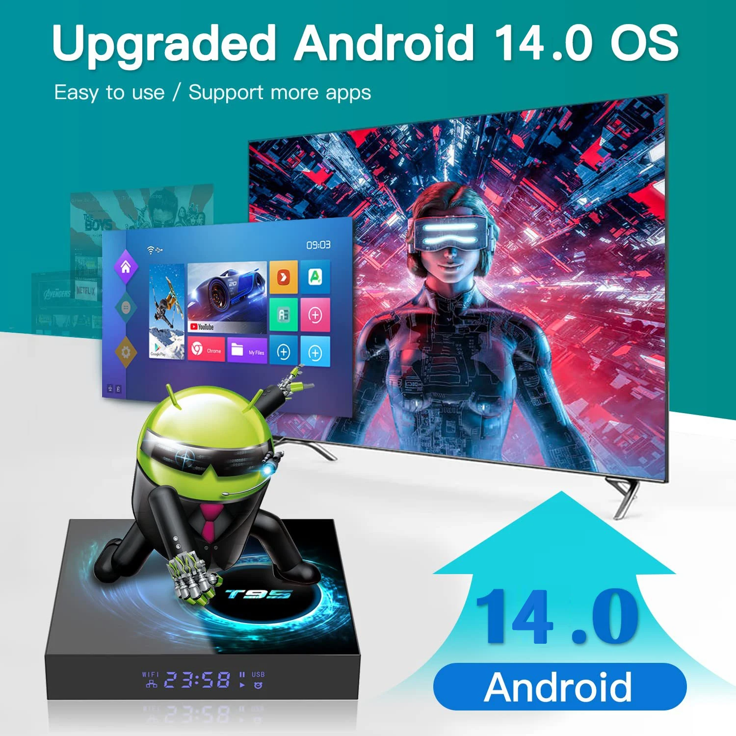 Boîtier TV intelligent T95 Android16 Allwinner H616, Shenzhen Weihong Technology Co., Ltd., Boîtier TV intelligent T95 Android16 Allwinner H616