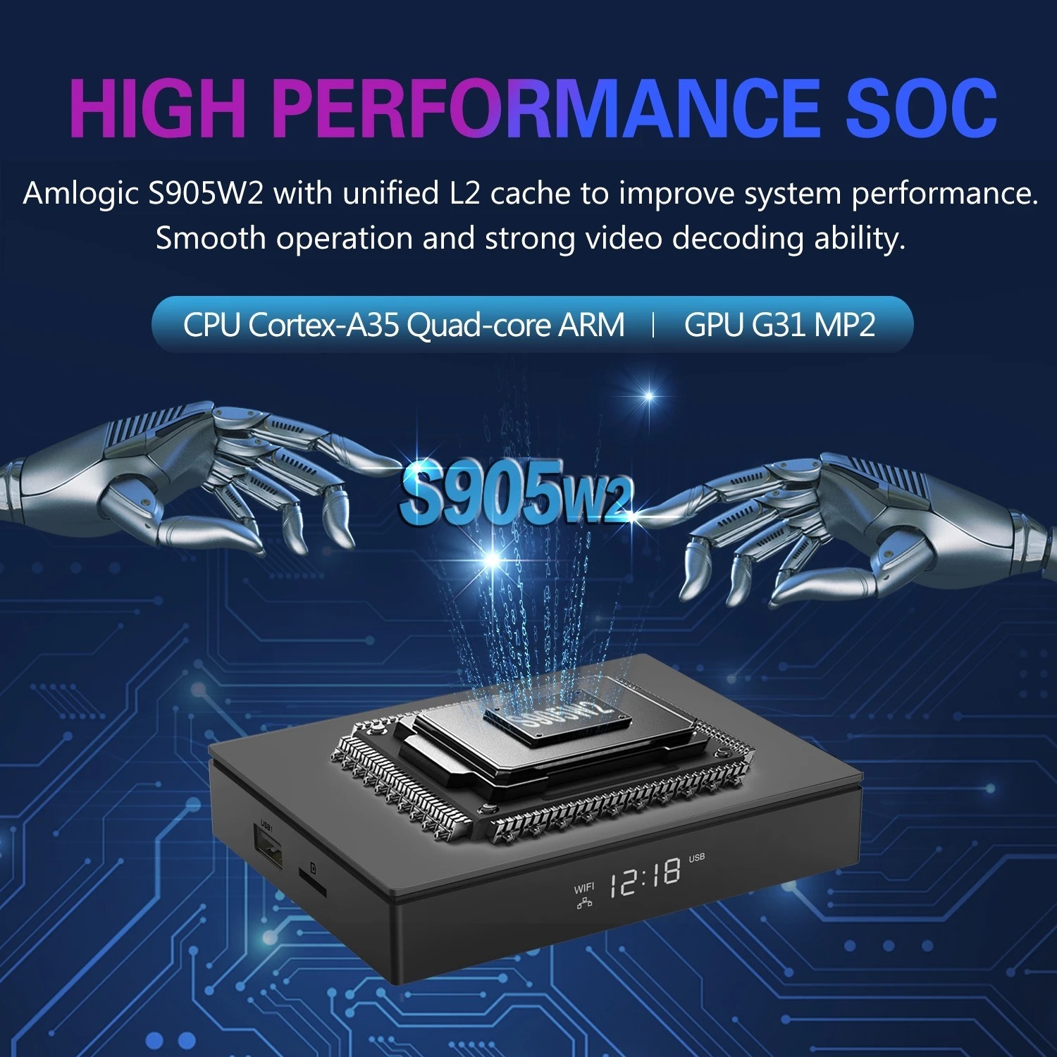 Boîtier TV Android 11 T95W avec processeur Amlogic S905W2, lecteur multimédia, Shenzhen Weihong Technology Co., Ltd.