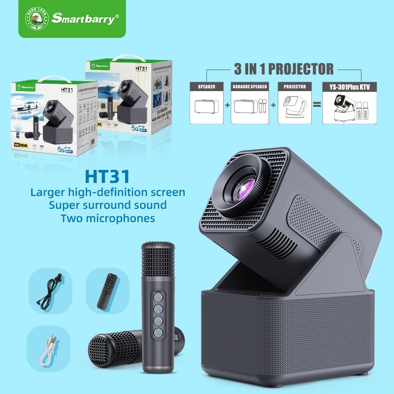 Projecteur portable HT31 4K haute définition à double microphone et haute luminosité, Shenzhen Weihong Technology Co., Ltd., Projecteur portable HT31 4K haute luminosité