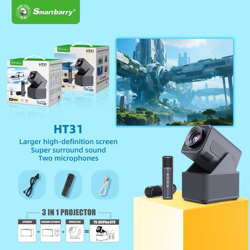 Projecteur portable HT31 4K haute définition à double microphone et haute luminosité, Shenzhen Weihong Technology Co., Ltd., Projecteur portable HT31 4K haute luminosité