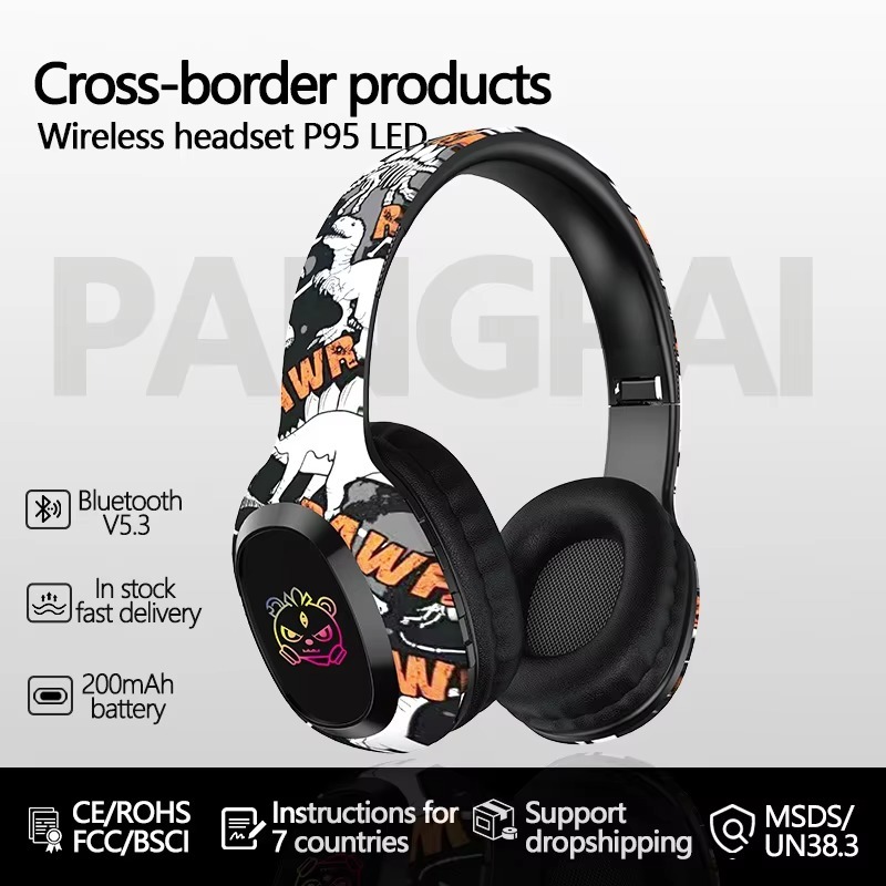 P95  Wireless Over-Ear Headset Active Noise Cancellation LED Game Headphone,Shenzhen Weihong Technology Co., Ltd.,P95  Wireless Active Noise Cancellation LED Game Headphone
