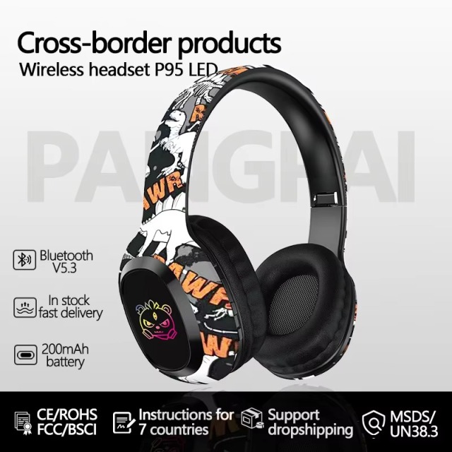 P95  Wireless Over-Ear Headset Active Noise Cancellation LED Game Headphone,Shenzhen Weihong Technology Co., Ltd.,P95  Wireless Active Noise Cancellation LED Game Headphone