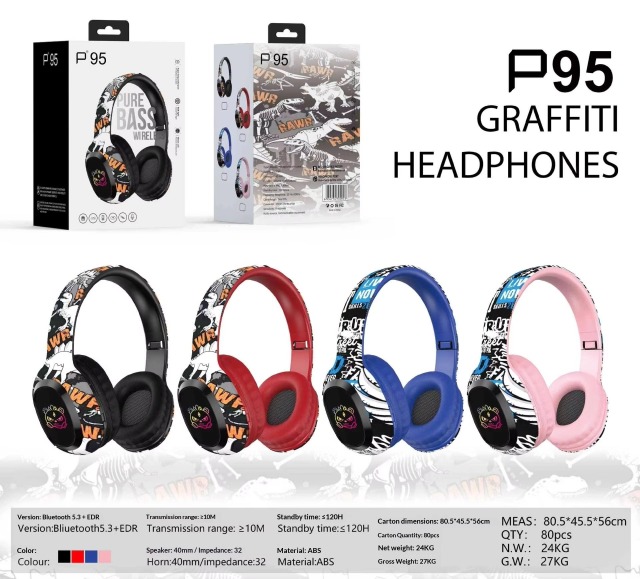 P95  Wireless Over-Ear Headset Active Noise Cancellation LED Game Headphone,Shenzhen Weihong Technology Co., Ltd.,P95  Wireless Active Noise Cancellation LED Game Headphone