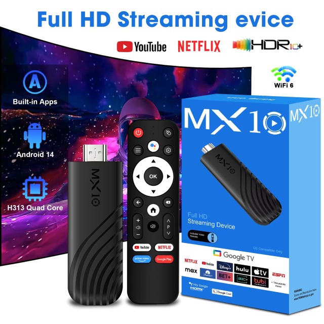 MX10 4K Streaming  Android 13  Stick Mali G31 GPU WiFi6 Multi Language TV Stick,Shenzhen Weihong Technology Co., Ltd.,MX10 4K Streaming G31 GPU WiFi6 Multi Language TV Stick